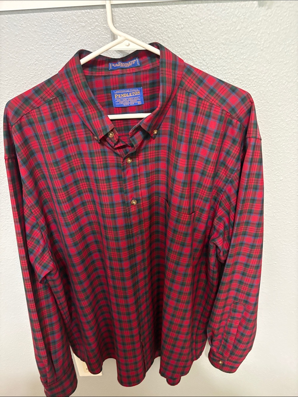 Pendleton Red & Green Plaid Button-Down Shirt